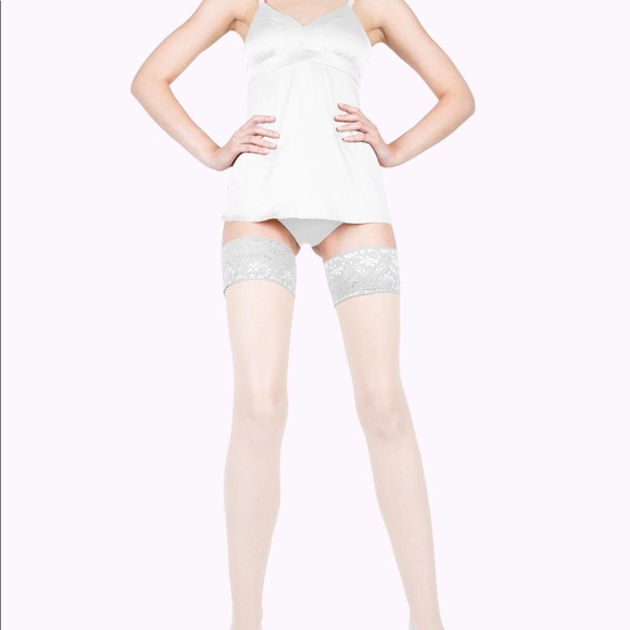 Ivory white thigh highs stockings - Picture 3 of 5